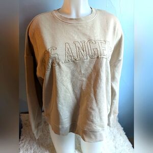 NWT Cupcakes & Cashmere Size Small Beige Los Angeles Crew Neck Sweater